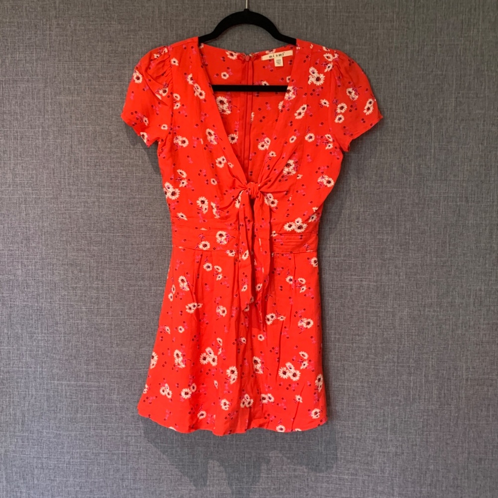 Red Floral Romper with Tie Front